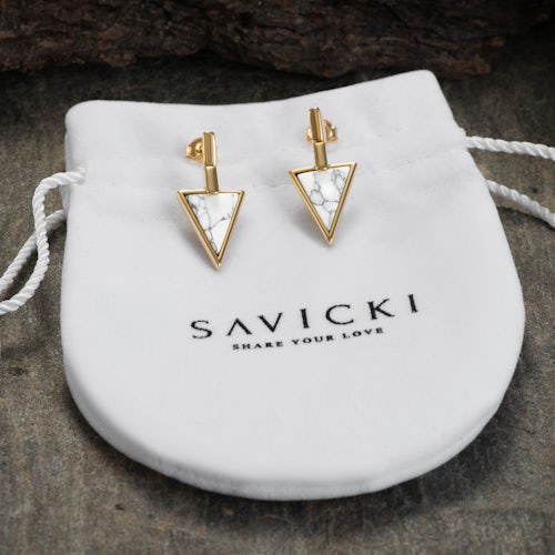 Kolczyki Savicki: srebrne pozłacane, howlity